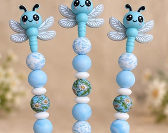 Häkelnadel mit Silikonperlen • Minimalistisch & hochwertig • Ergonomischer Griff • Handmade Geschenk für Häkelliebhaber • Topper LIBELLE