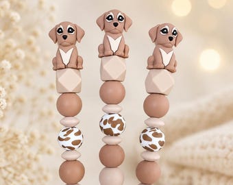 Häkelnadel mit Silikonperlen • Minimalistisch & hochwertig • Ergonomischer Griff • Handmade Geschenk für Häkelliebhaber • Topper Hund