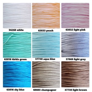 5 m (0.60EUR/meter) * PP polyester cord * Ø 0.5 - 0.8 mm - 1.0 mm * Macramé ribbon * Cord
