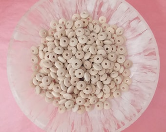 Perles en bois * lentilles * Ø 10 x 5 mm * hêtre naturel * non traité * non ciré * non peint * 50 pièces (0,09 EUR/pièce)