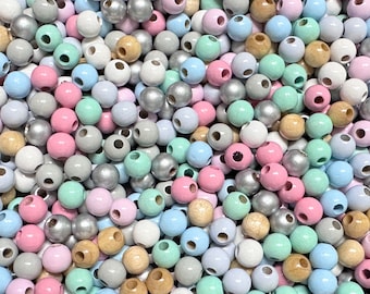 Wooden beads in color mix * Ø 8 mm * colorfast * saliva-proof * 50 pieces (EUR 0.07/pc.)