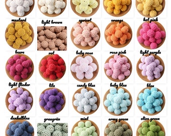 Crochet beads * Ø 16 mm * 4 pieces (EUR 0.95/piece) * wooden beads * crocheted * cotton yarn