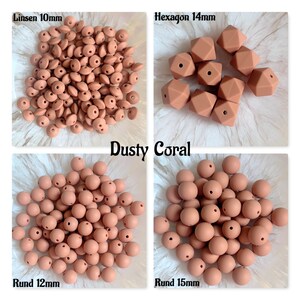Silicone beads * lenses * hexagon * round * Ø 10 - 12 - 14 - 15 mm * BPA free * dusty coral