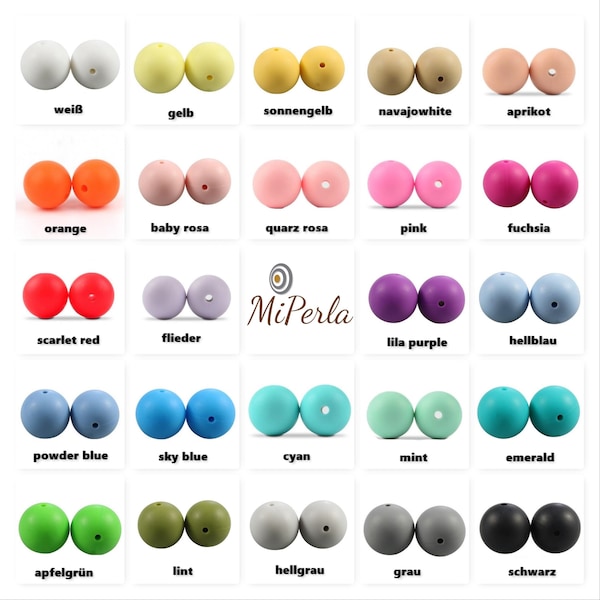 Silicone beads * round * Ø 15 mm * BPA free * 5 pieces (0.59 EUR/piece)