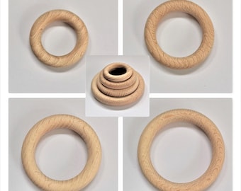 Houten ringen * beuken * natuurlijk hout * onbehandeld * ruw * Ø 34 mm * Ø 48 mm * Ø 56 mm * Ø 70 mm * Ø 100 mm