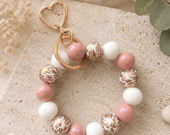Schlüsselarmband Silikon/Holzperlen • personalisiert • Schlüsselanhänger • Wrist Keychain • handgemacht • Geschenk Idee • Perlen Accessoire