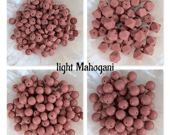 Silicone beads * Lentils * Hexagon * Round * Ø 10 - 12 - 14 - 15 mm * BPA free * light mahogany