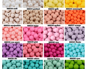 Perles en silicone * rondes * Ø 12 mm * Sans BPA * 10 pièces (0,39EUR/pièce) * silicone alimentaire