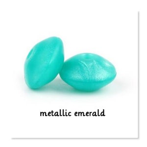 Perles en silicone lentilles Ø 12 x 7 mm sans BPA 10 pièces 0,40 EUR/pc. 600209 met. emerald