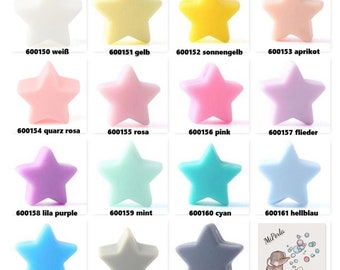 Silicone beads * stars * Ø 14 mm * BPA free * 5 pieces (EUR 0.55/piece)