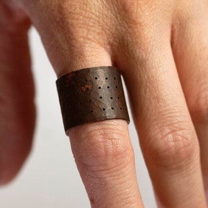 Perforated Copper Ring, Punk Ring, Gothic Jewelry, Unisex