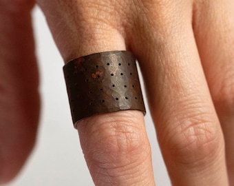 Perforated Copper Ring, Punk Ring, Gothic Jewelry, Unisex