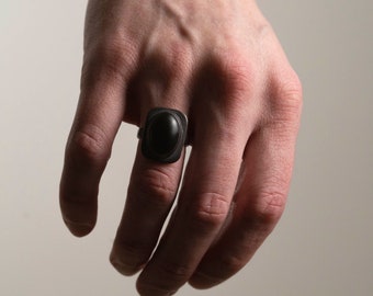 Bague en cuivre et onyx, bague gothique, bijoux punk, unisexe