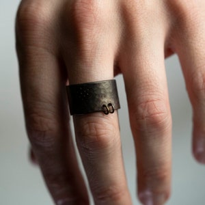 Hammered Copper and Silver Pierced Ring, Punk Ring, Goth Ring, Unisex Ring