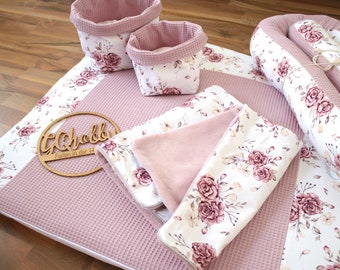 Changing mat set "Roses + waffle pique old pink" fabrics Öko Tex Standard 100