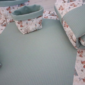 Changing mat set "Foxes+Waffle pique light green/mint" fabrics Öko Tex Standard 100