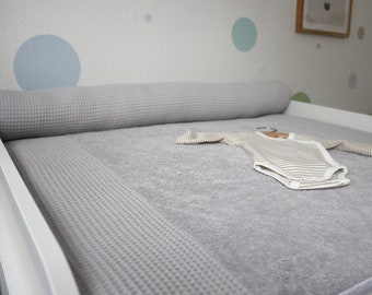 Matelas à langer (environ 5 cm d'épaisseur !) bébé gaufré piqué gris clair tissu éponge gris clair