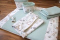 Changing mat set, changing pad for babies, woodland animals, waffle pique, light green/mint, Oeko-Tex Standard 100