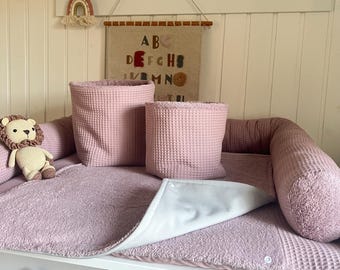 Changing mat set | Changing mat "Waffle pique old rose + terry cloth old rose" Fabrics Oeko-Tex Standard 100