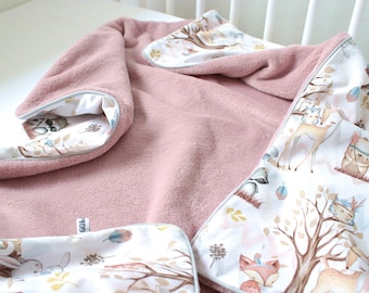 Embroidering a name is free!!! Baby blanket cuddly blanket fleece old pink forest animals baby stroller blanket blanket