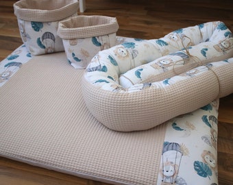 Changing mat set changing mat "Lion Jungle + Waffle Pique beige" fabrics Öko Tex Standard 100