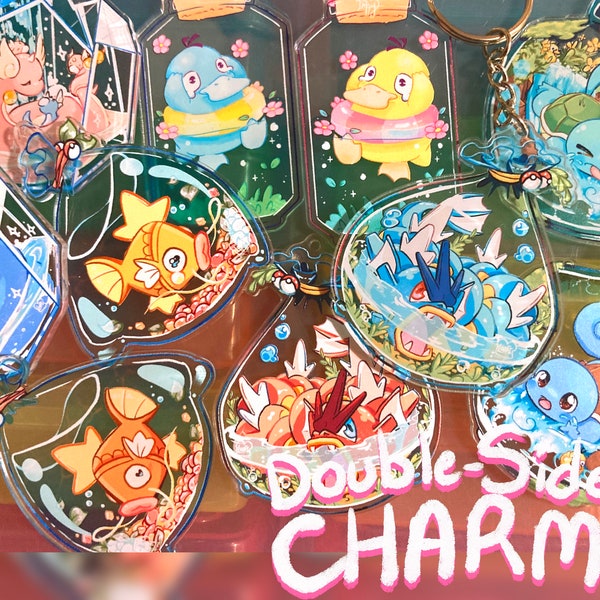 Clear Acrylic Pokemon Charms - Magikarp/Dragonair/Psyduck/Gyarados/Squirtle