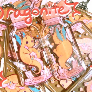 Clear 2.5 Acrylic Pokemon Charms Dragonite/Vulpix/Meowth/Growlithe/Flygon Dragonite