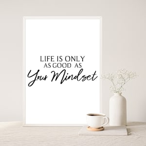 Inspirational Wall Art Decor, Life Is Only As Good As Your Mindset, Teamwork Quote, Motivational Wall Art, Work Motivation Poster For Office