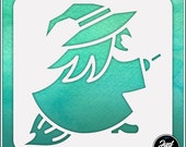 Flying Witch 1 - Durable and reusable stencil for DIY painting, crafting and scrapbooking projects
