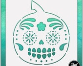 Sugar Skull Pumpkin 2 - Durable and reusable stencil for DIY painting, crafting and scrapbooking projects