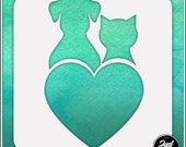 Dog Cat Love Heart Durable and reusable stencil for DIY painting, crafting and scrapbooking projects