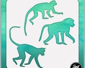 Monkeys 1 - Durable and reusable stencil for DIY painting, crafting and scrapbooking projects