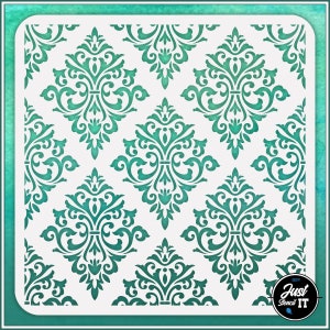 Seamless Damask Pattern #1 - Durable and reusable stencil for DIY painting, crafting and scrapbooking projects