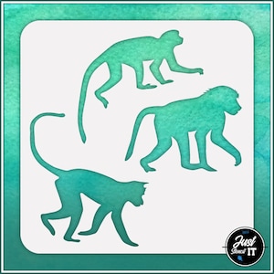 Monkeys #1 - Durable and reusable stencil for DIY painting, crafting and scrapbooking projects