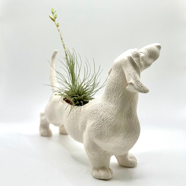 Vintage Dachshund Planter, Dog Planter, Small Planter, Animal Ceramic Planter, Retro Style Planter, Succulent Planter, Air Plant Planter