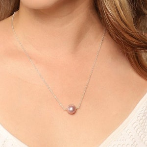 Single Freshwater Pearl Necklace Dainty Pearl Necklace Silver Minimalist Pearl Necklace Simple Pearl Necklace Bridesmaid Gift -Pearl-PF4