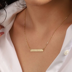 Sterling Silver Name Necklace: Engraved Bar Pendant, Personalized Jewelry