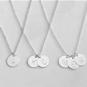 Sterling silver Personalized Necklace Silver Jewelry Silver Disc Necklace Initial Necklace Bridesmaid Gift Silver Necklace Custom Necklace