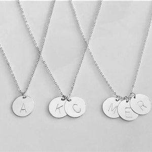 Sterling silver Personalized Necklace Silver Jewelry Silver Disc Necklace Initial Necklace Bridesmaid Gift Silver Necklace Custom Necklace