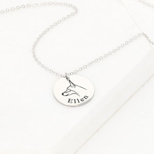 Custom Pet Portrait Necklace - Sterling Silver Dog Memorial Jewelry - Personalized Christmas Gift for Pet Lovers