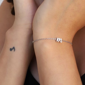 Personalized Initial Bracelet, Cursive Letter, Dainty Initial Bracelet, Sterling Silver Bracelet, Custom Jewelry Gift for Her