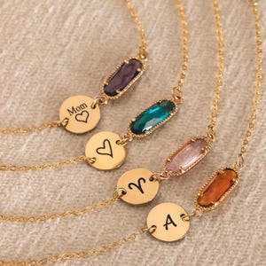 Personalized Birthstone Bracelet with Initial – Custom Christmas Gift for Girlfriend, Birthday Gift for Her -MDD12+ST10