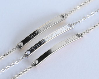 Sterling Silber Namensarmband Personalisiertes Geschenk Silberbarren Armband Namensarmband Muttertagsgeschenk für Sie Weihnachtsgeschenk Freundschaft
