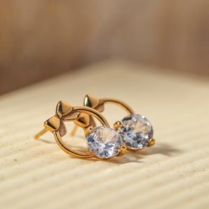 Minimalist Crystal Birthstone Earrings: Sterling Silver Personalized Jewelry