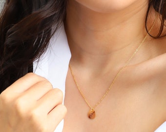 Sterling Silver Initial Necklace: Engraved Personalized Disc Pendant