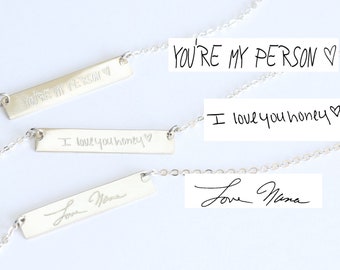 Handwriting Necklace Sterling Silver Necklace Actual Handwriting Necklace Custom Handwriting Jewelry, Memorial Signature Necklace