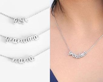 Collier initiale en argent sterling collier lettre argent cadeau personnalisé nouveau cadeau de maman nom personnalisé Nana Gigi Mimi grand-mère cadeau pour elle