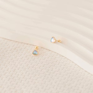 925 Sterling Silver Heart Shaped Moonstone Stud Earrings Beautiful Gift for Girls Minimalist Earrings Opal Earrings ER/36-1-24/S077 14K GOLD VERMEIL