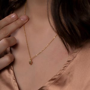 Delicate Acorn Pendant Necklace: 14K Gold Plated Fall Jewelry