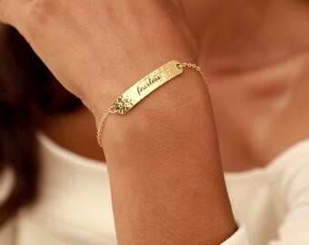 Hammered Bar Bracelet • Silver Bracelet • Custom Name Bracelet • Personalized Custom Bar Bracelet • Gift for mom • Gift for her •
